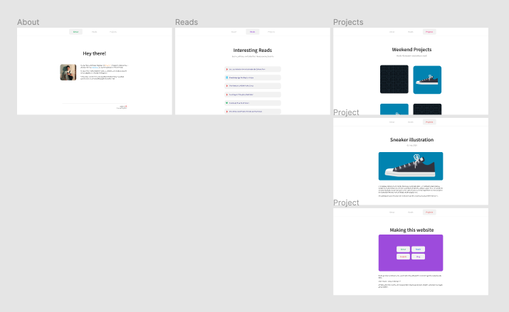 Screenshot of various Figma frames